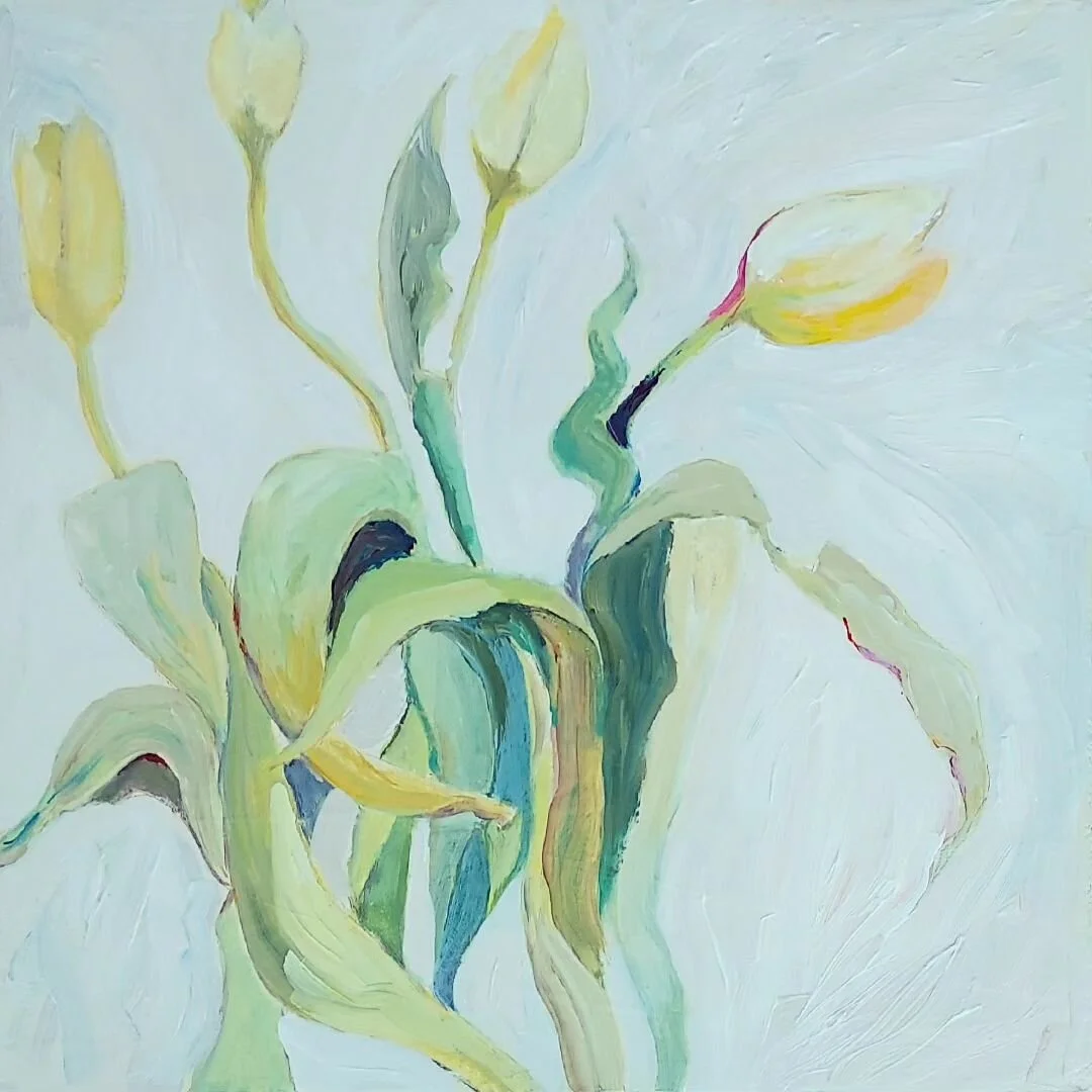 Tulips (series B), 12in.x 12in., acrylic on canvas. #flowerartwork #tulippainting