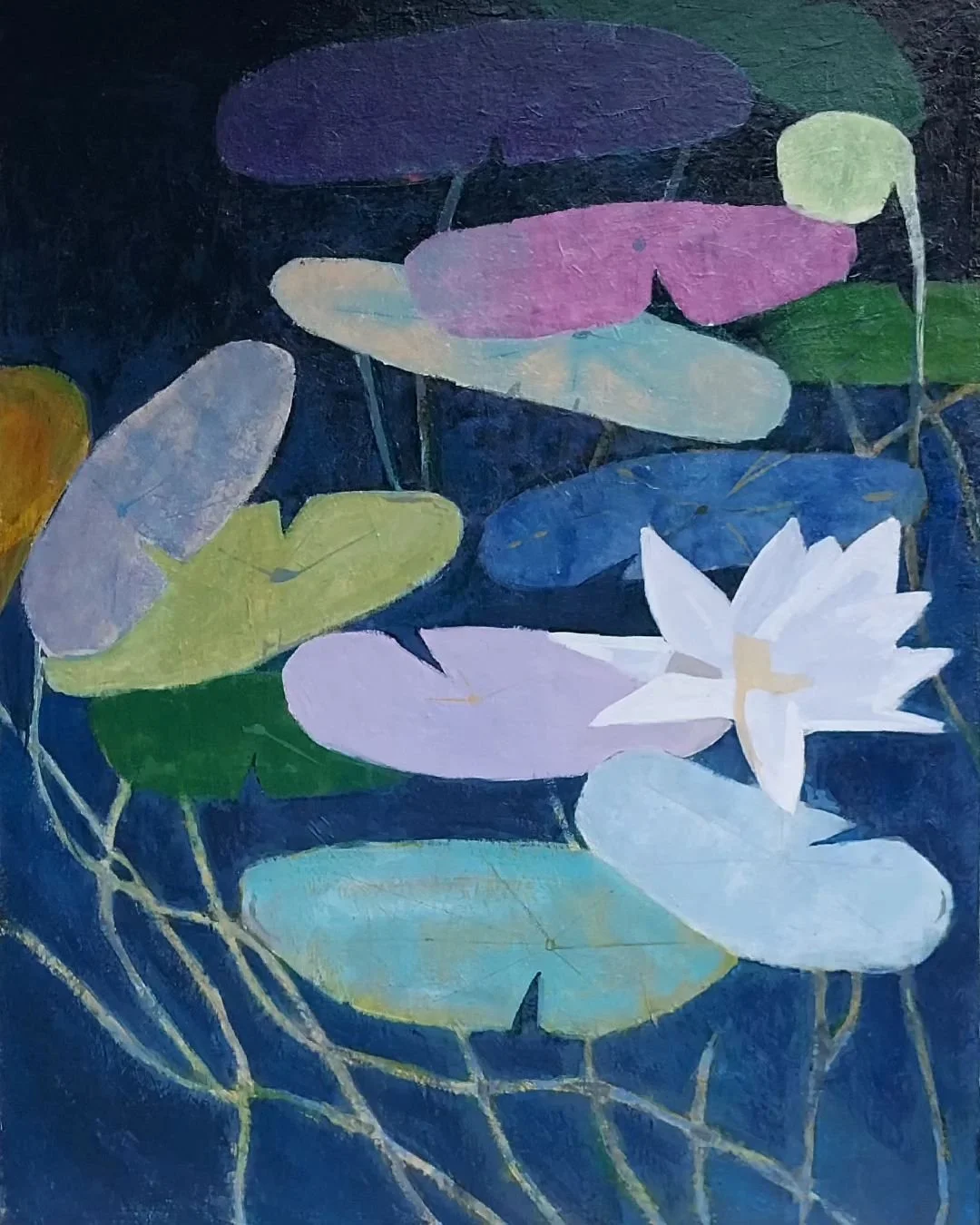 November, 36in.x 48in. Acrylic on canvas. Inspiration from Lotus land. Available at Pierre laFond Upstairs, montecito. #lotuspainting #lotusland #santabarbaraartists #pierrelafondupstairs