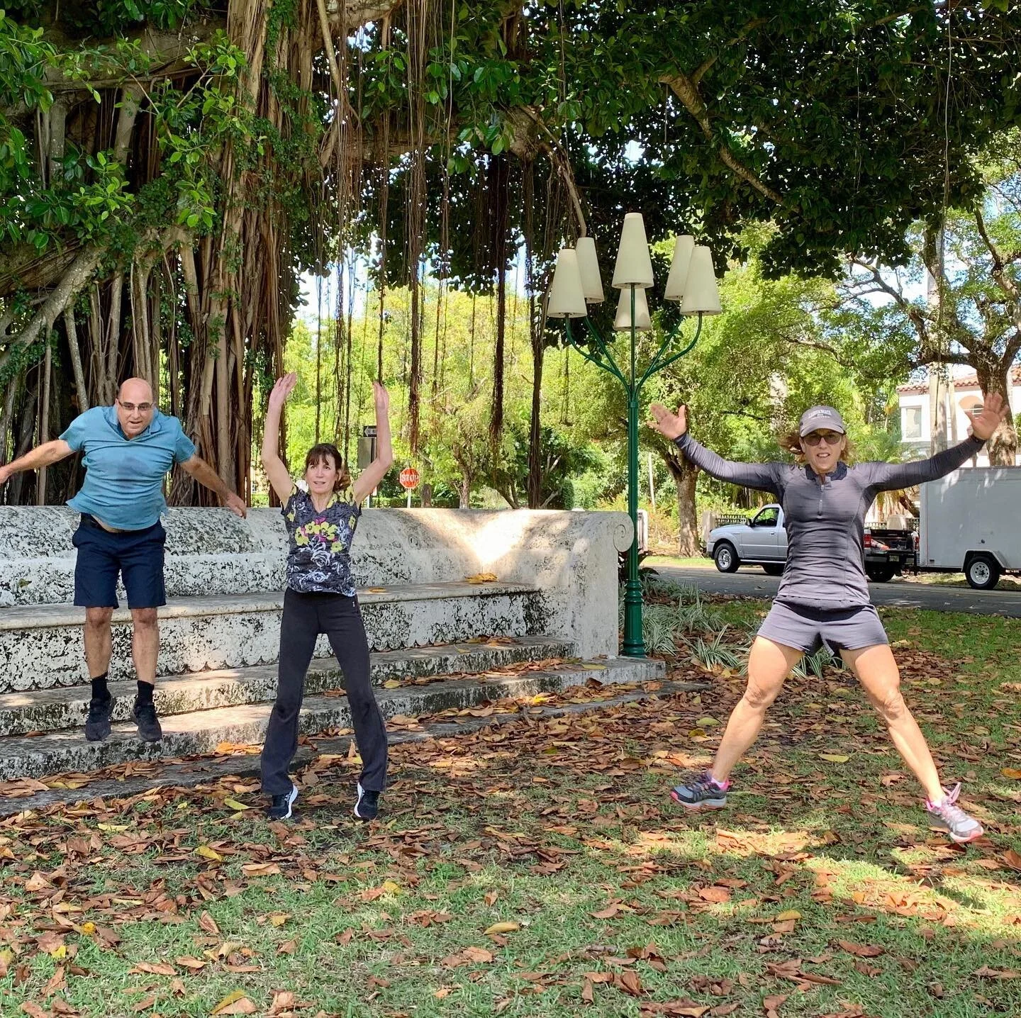 Jumping for joy remembering working out in 
this beautiful pocket park located in the city of Coral Gables, Florida. Ellen Gutlohn is the best trainer!

The art installation titled #amidsummernightsdream is by @rrstudiosmiami and was donated by @mgde