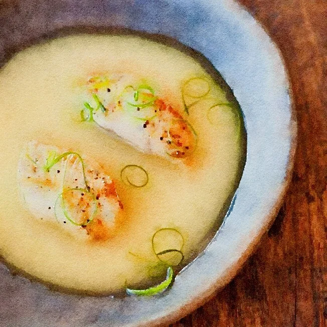 Miso Soup with Black Cod and Green Onions