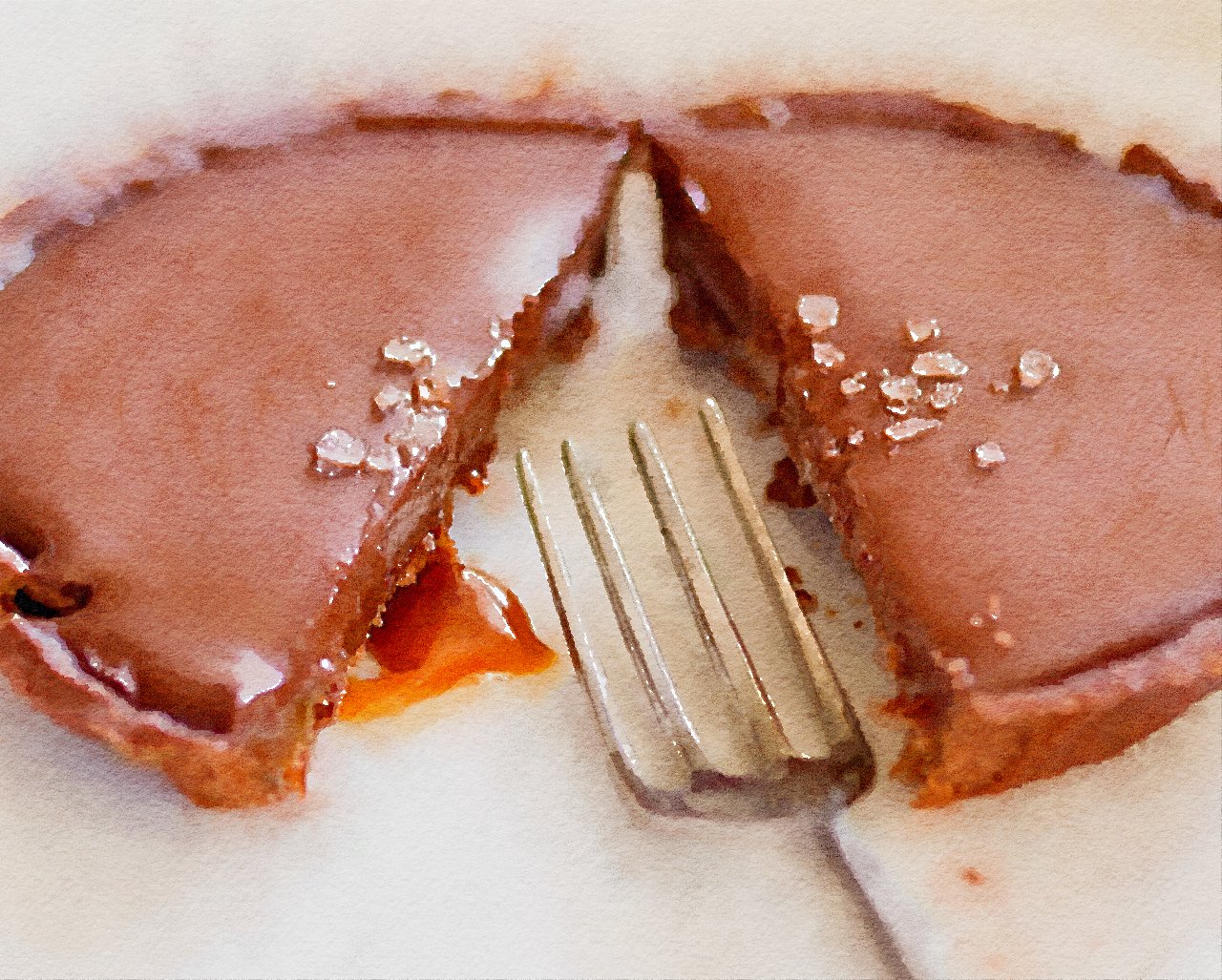 Vegan chocolate and salted caramel tarts