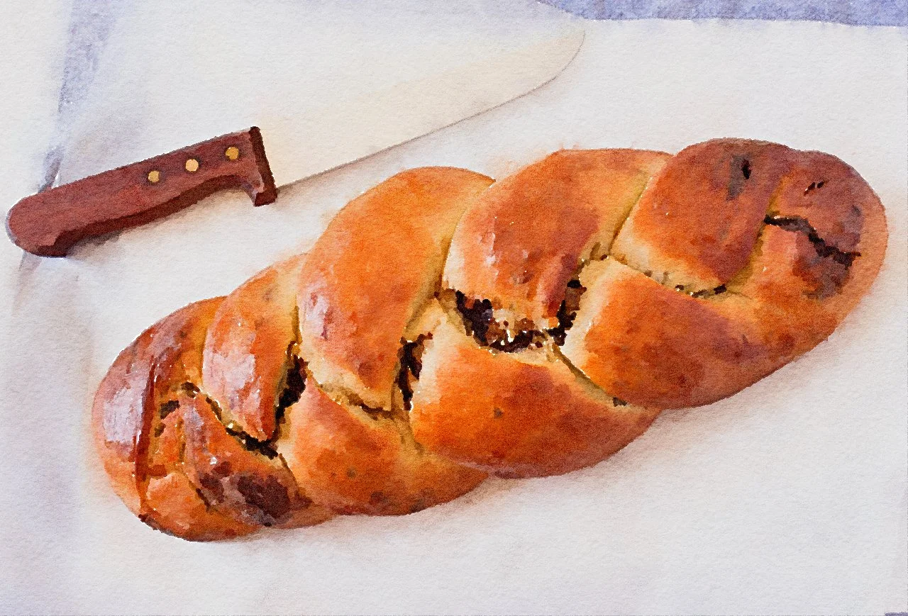 Vegan chocolate and walnut challah