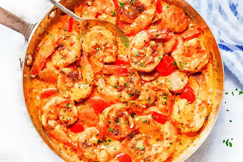 Cajun Shrimp, Sausage &amp; Corn Bake