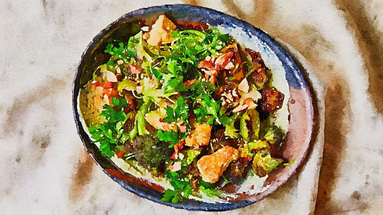 Roasted Broccoli and Miso Dressing