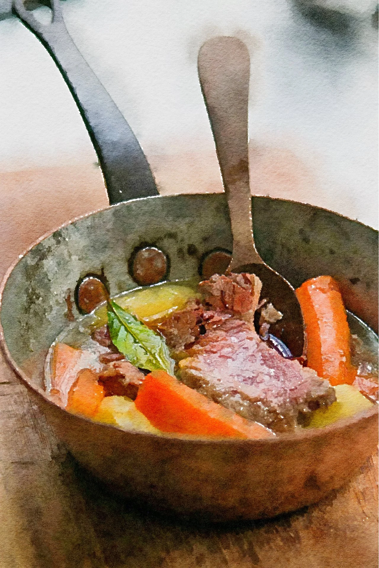 Creamy Potato Leek Soup with Corned Buffalo Brisket