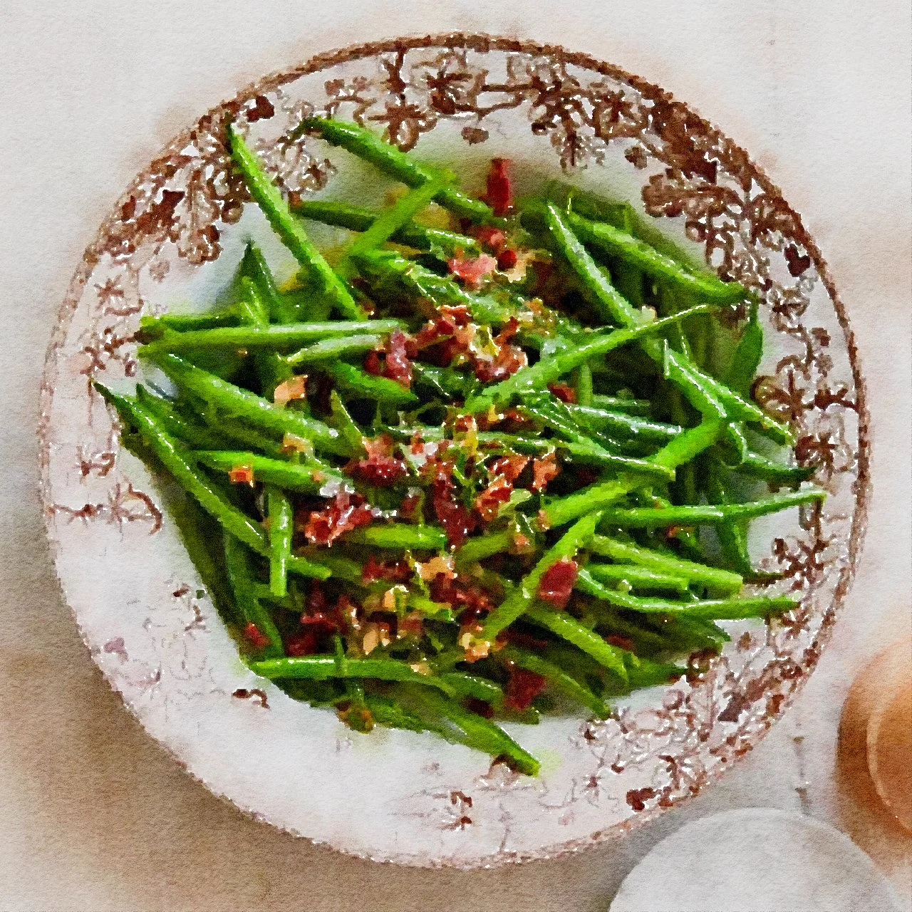 Instant Pot Green Beans with Bacon Vinaigrette