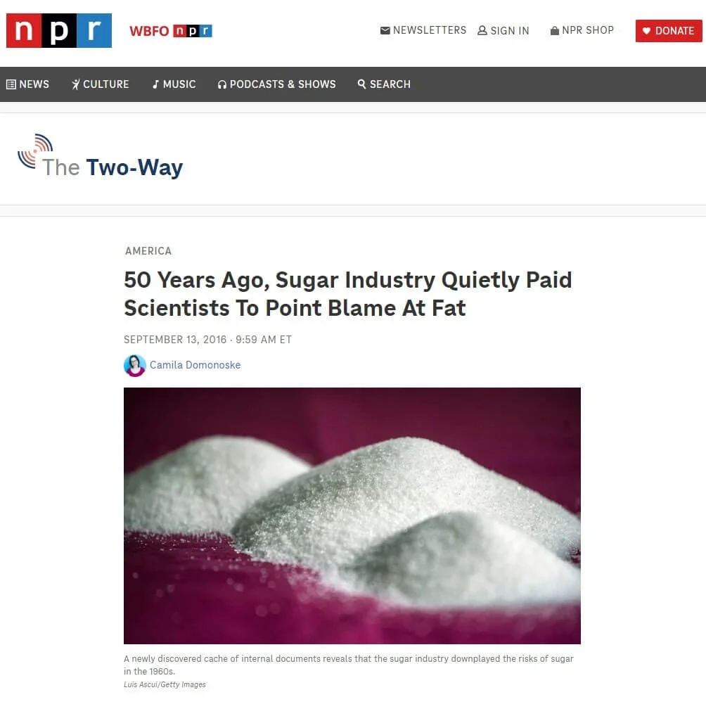 Scientists Paid to Avoid Blaming Sugar for Health Problems