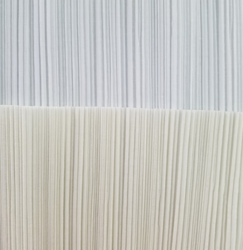White Linen Mushroom Pleat & Cream Linen Mushroom Pleat Side by Side Comparison