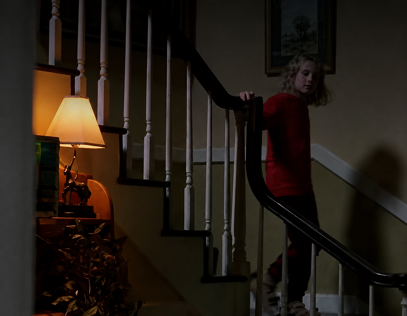 Custom bronze horse lamp made by Shannon Lamp Service shown with Dakota Fanning in Dreamer.