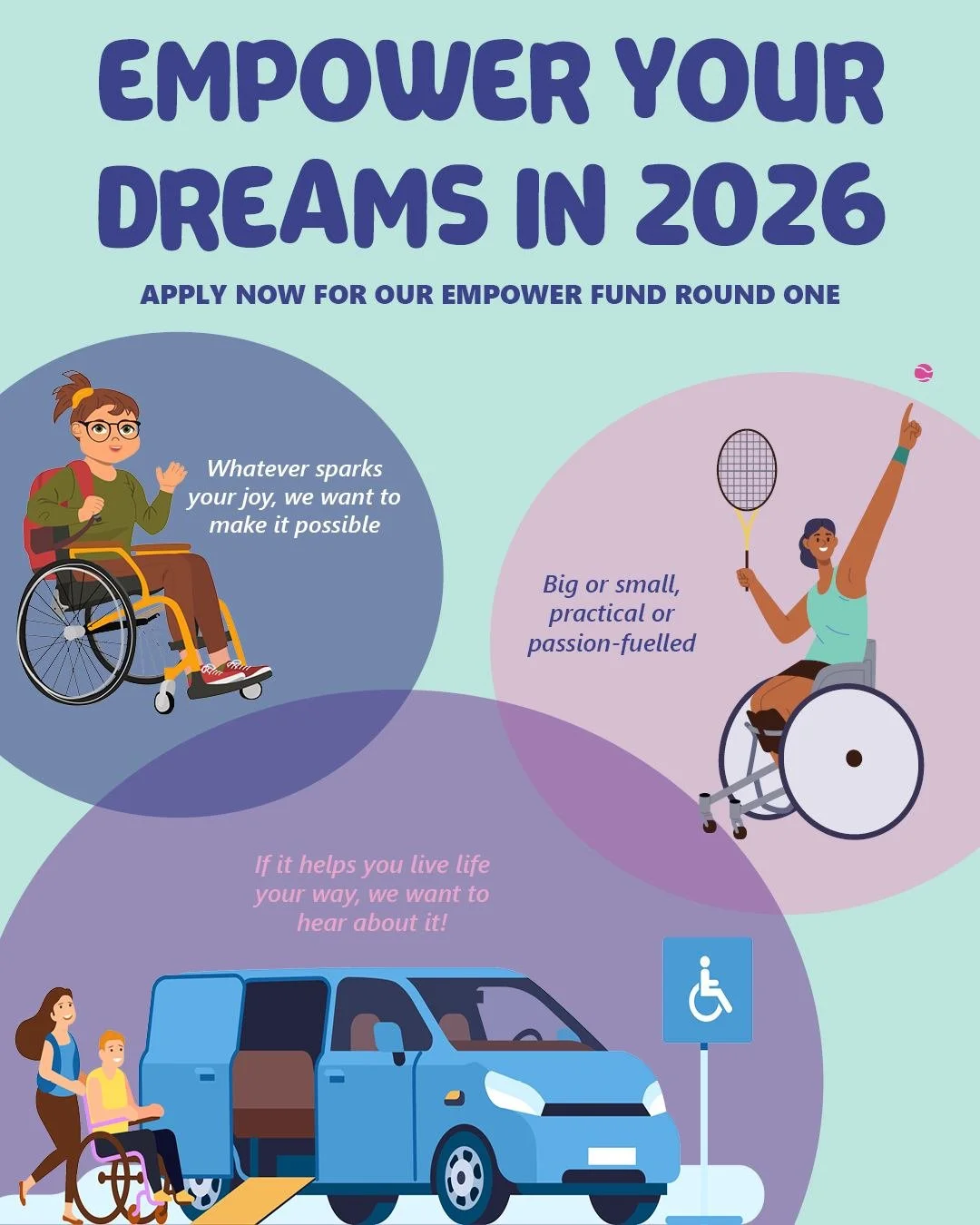 COMMUNITY: The first round of our Empower Fund for 2026 is officially open ✨

Have an idea, goal or experience that would make life a little easier or brighter for you? This could be your sign.

The Empower Fund is all about the extras. The things th