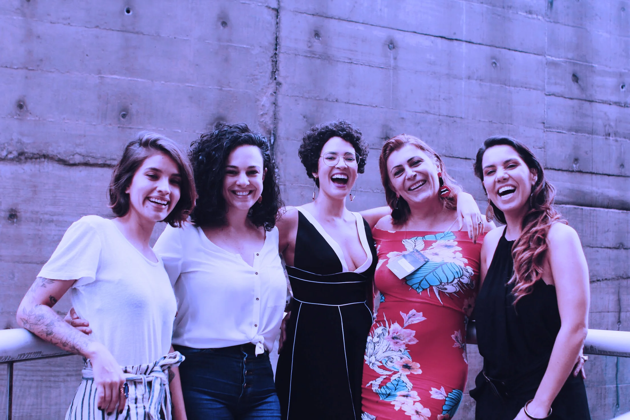 Isadora Ribeiro do Na Nossa Vida, Isabella Ianelli do Curso das Emoções, Mayara Castro da WMN, Maite Schneider, da Transempregos e Nathália Raggi, do ELo7. Foto: Renata Monteiro