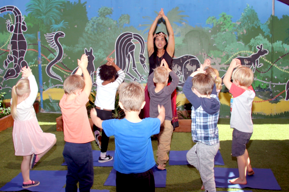 Yoga helps toddlers and kids get moving at daycare in Burleigh.