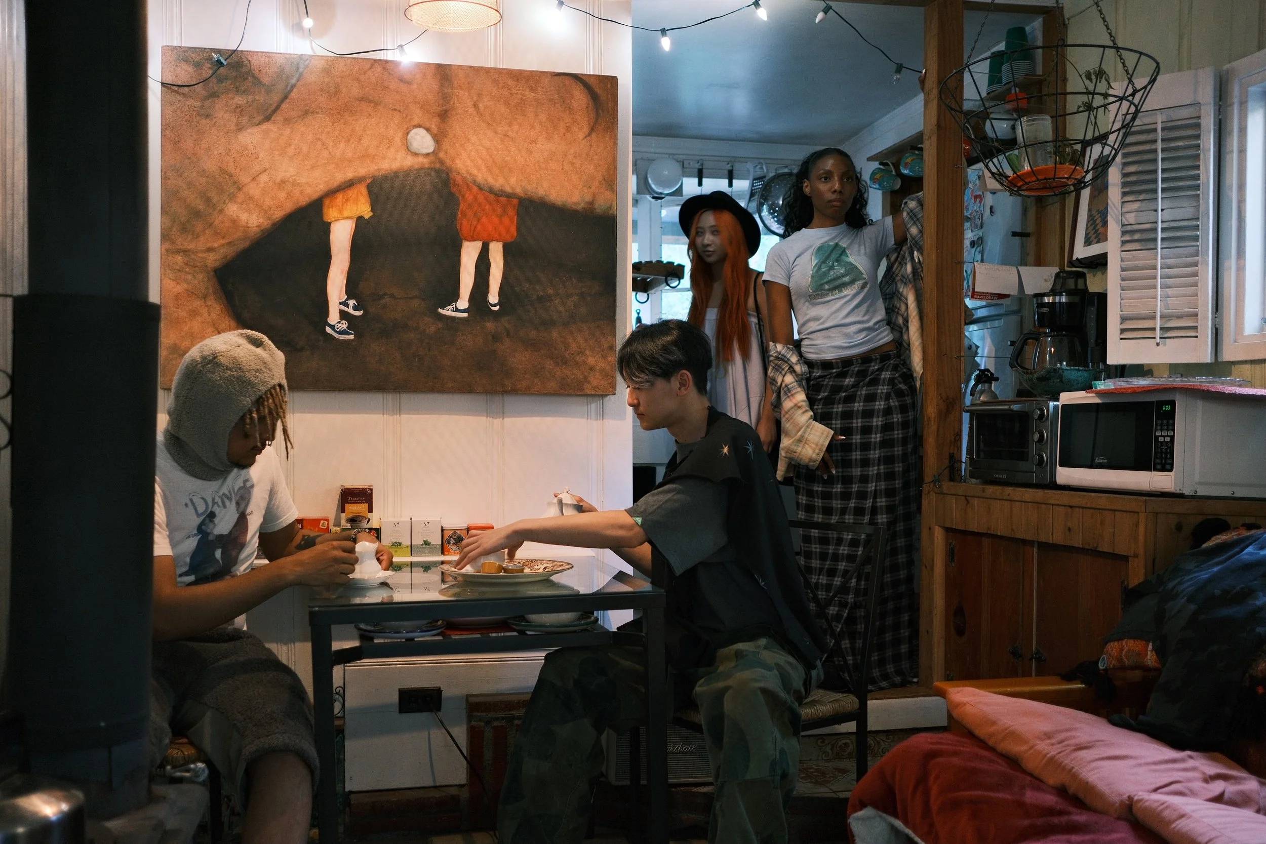 archive_undercover_vintage_americana_elton_louie_bucket_bag_lamp_shade_fashion_editorial_lookbook_guidi_isa_boulder_rug_shorts_maximalist_raf_simons_adjustable_wrap_skirt_balenciaga_jinbaori_poncho_smock_pullover_military_surplus_utility_designer_cut