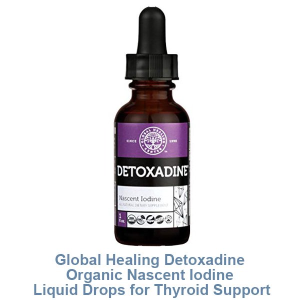Global Healing Detoxadine - Organic Nascent Iodine Liquid Supplement Drops for Thyroid Support