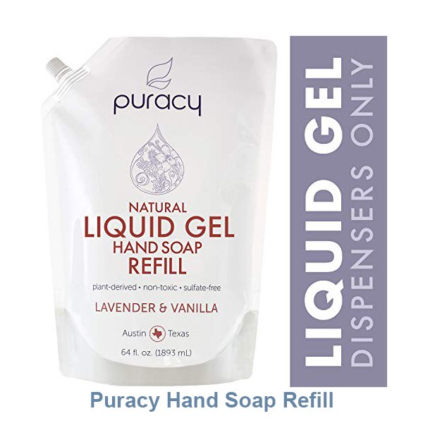 Puracy Hand Soap Refill, Lavender &amp; Vanilla, Moisturizing Natural Liquid Hand Wash Soap