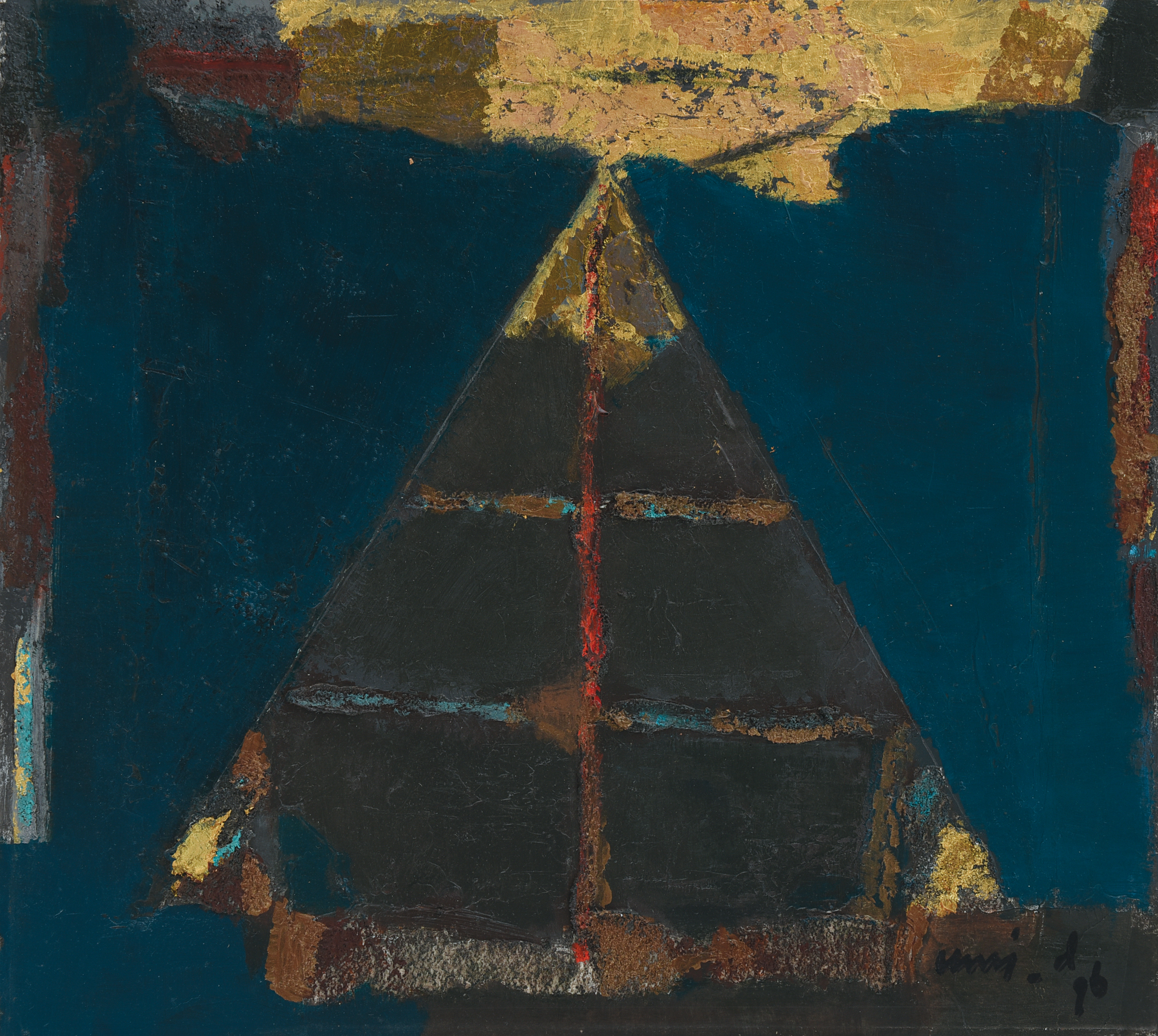 Umi Dachlan, ‘Contemplation’, oil and mixed media on paper mounted on board, 36 x 40 cm, 1996. Image courtesy of Art Agenda, S.E.A.