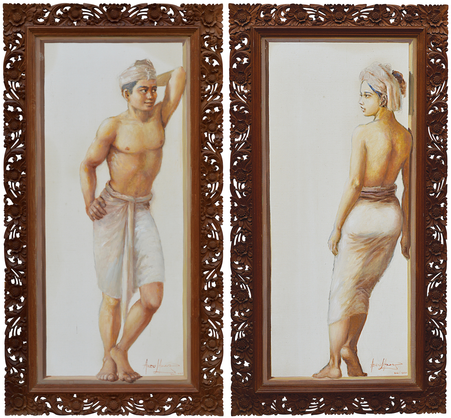Abdul Aziz, ‘Magnetic Attraction’, oil on canvas, 143 x 65cm, 1990. Image courtesy of 33 Auction, Indonesia.