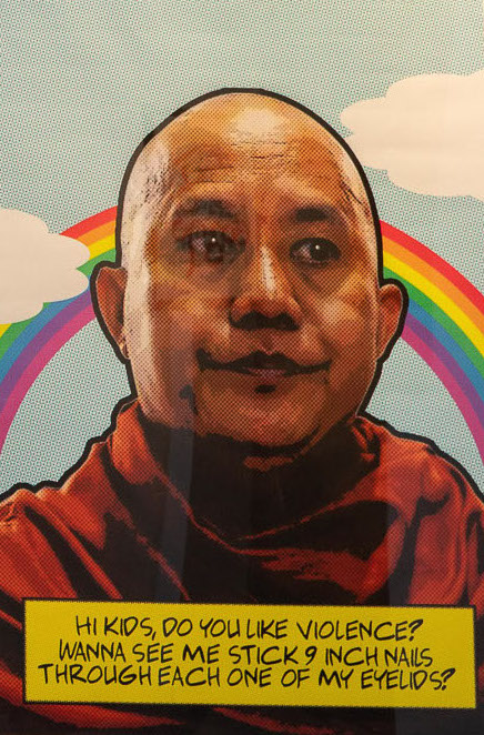 Bart Was Not Here, ‘Wirathu’, 2017, print on canvas, 3 x 2ft. Image courtesy of Intersections Gallery.