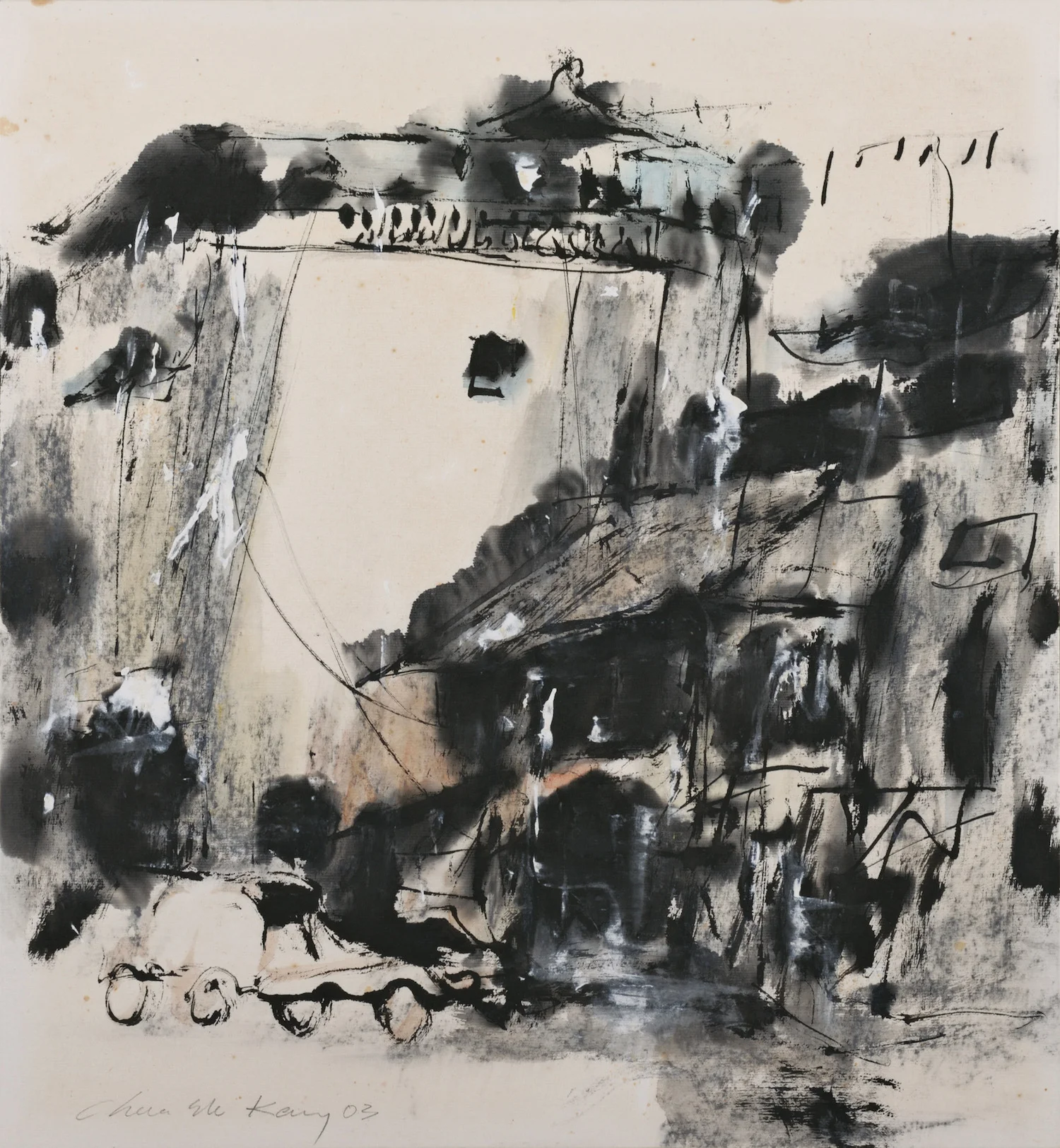 Chua Ek Kay, ‘Old Shophouse on North Canal Road’, 2003, ink and colour on paper, 45 x 45cm. Image courtesy of the Estate of Chua Ek Kay.
