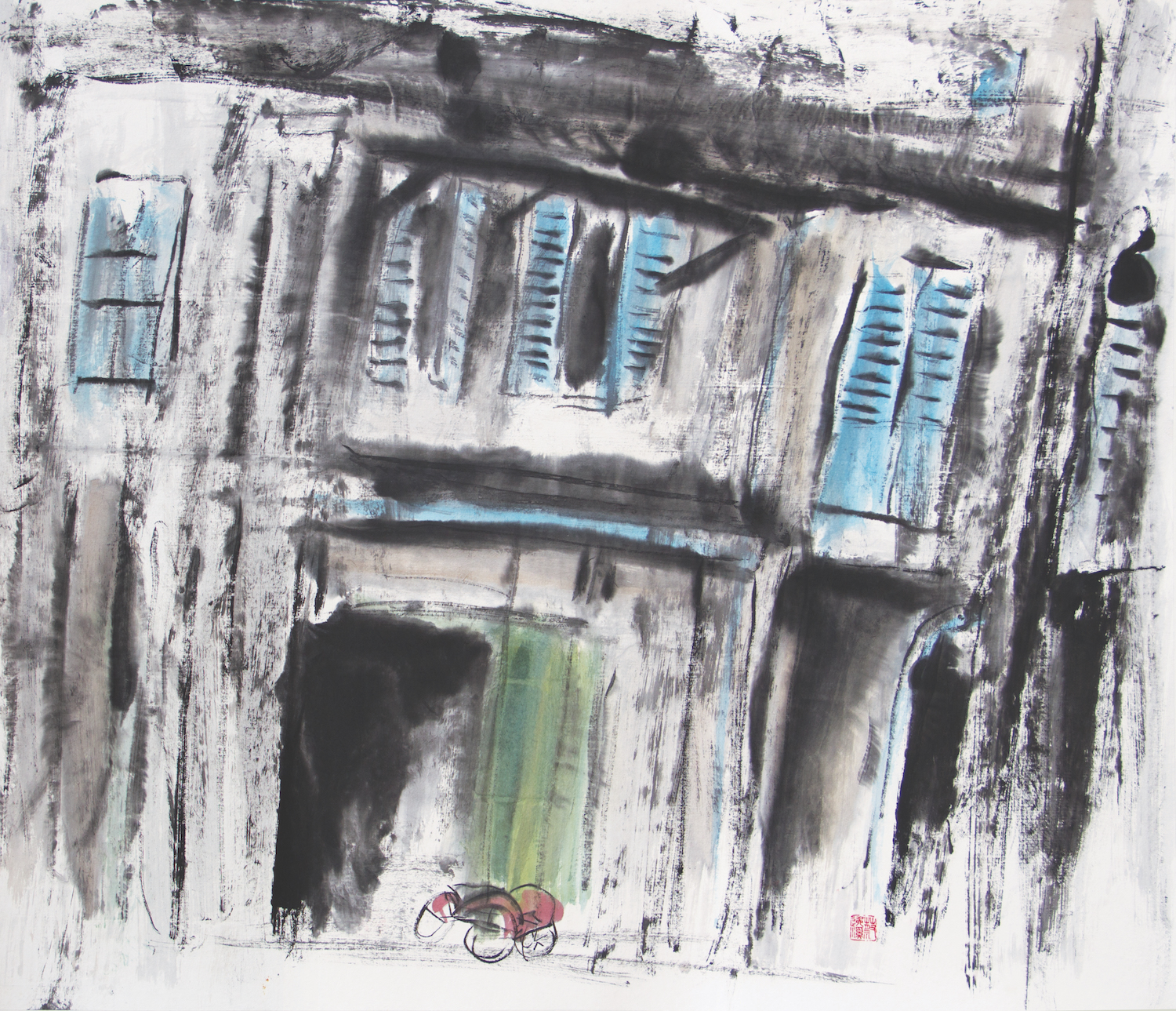 Chua Ek Kay, ‘Street Scene’ Series — ‘Rickshaw Memory’, ink on rice paper, 83x97cm. Image courtesy of Art Agenda, S.E.A..
