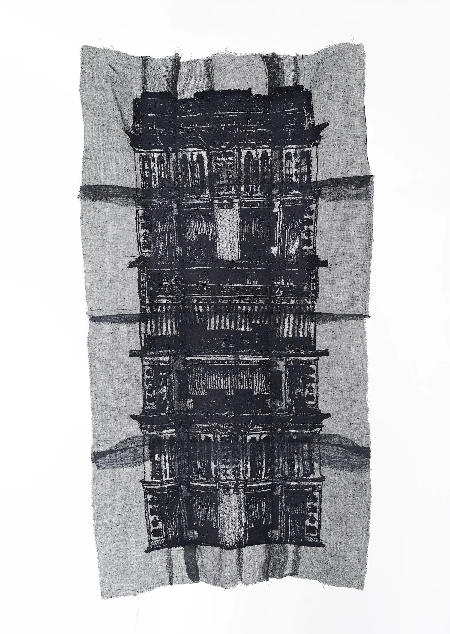 Yim Yen Sum, ‘The Memories We Share II’, 2017, embroidery on gauze, gauze dyed in acrylic, 102 x 57cm. Image courtesy Wei-Ling Gallery.