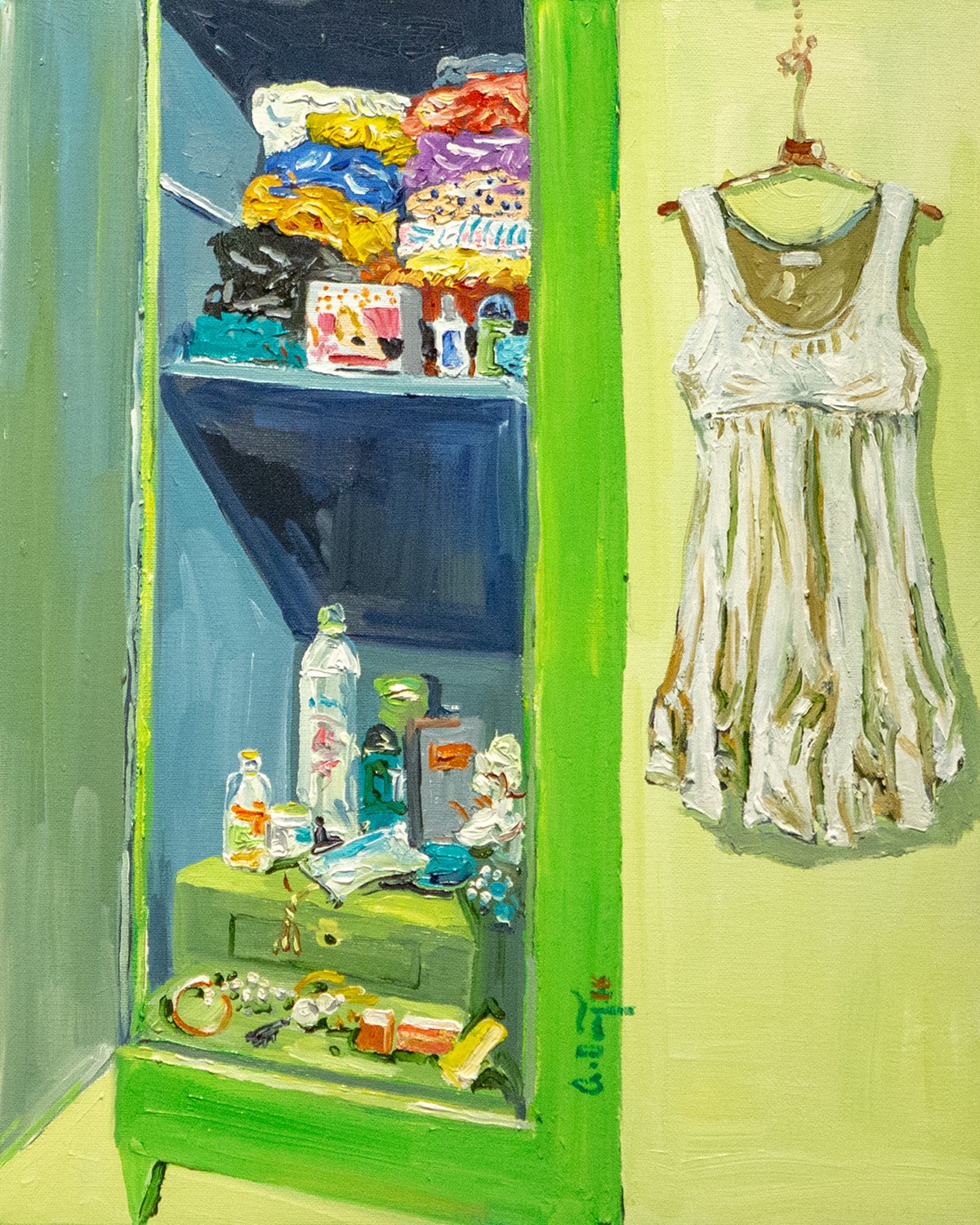 IMAGE: Nguyen Quoc Dung, ‘Transgendered Life #5’, 2018, 45 x 50cm, oil on canvas. Image courtesy of Hatch Projects.