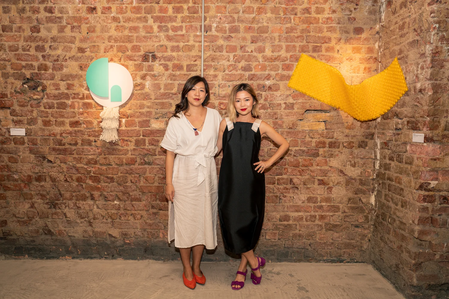 Hazel Lim and Ginette Chittick at the opening of ‘Planes and Envelopes’. Image courtesy of UltraSuperNew Gallery, Singapore.