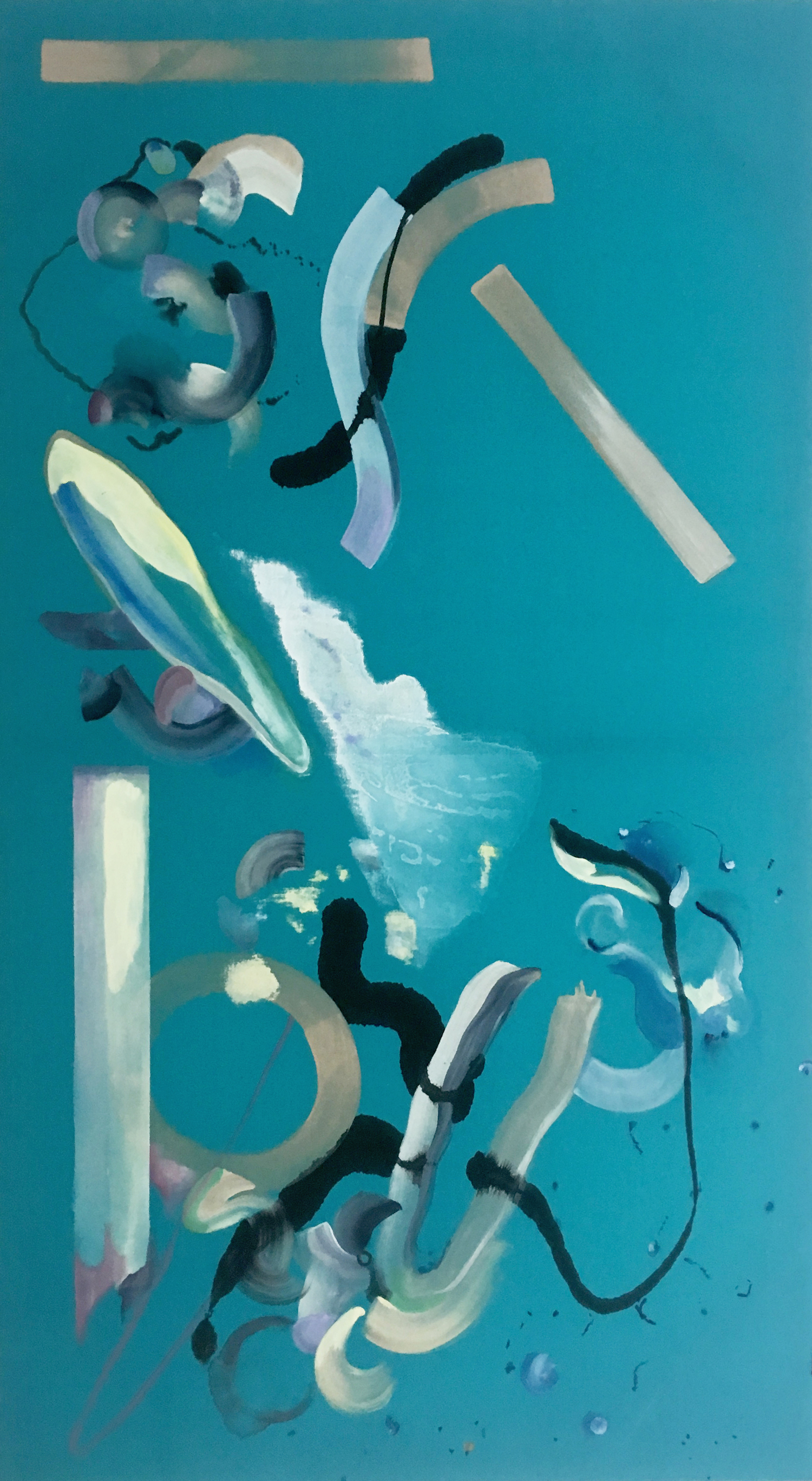 Joanne Pang, ‘Comments’, 2019, Chinese ink, emulsion and marker on cotton, 190 x 180cm. Image courtesy of UOB Art Gallery and the artist.