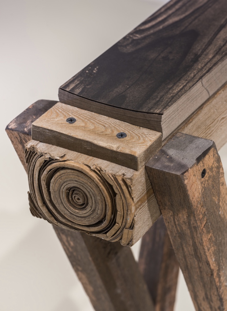 Irfan Hendrian, ‘Temporary Matter: Sawhorse’, 2019, sculpted paper and reclaimed wood, 40 x 120 x 70cm. Image courtesy of Hermès.