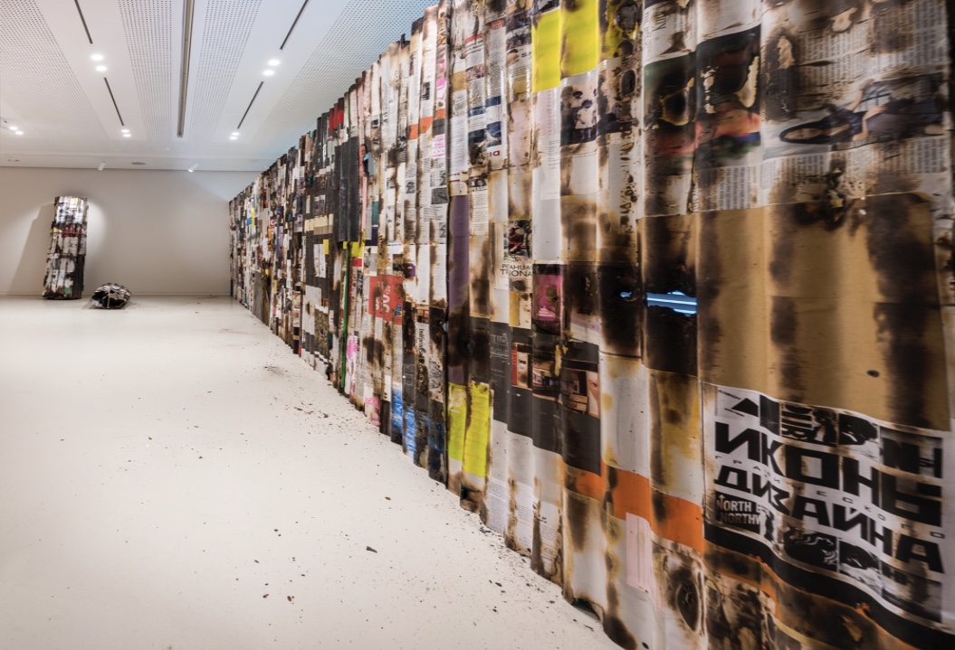 Irfan Hendrian, ‘Behind Urban Decay’, 2019, paper, reclaimed publication, reclaimed corrugated metal panel and wood. Image courtesy of Hermès.