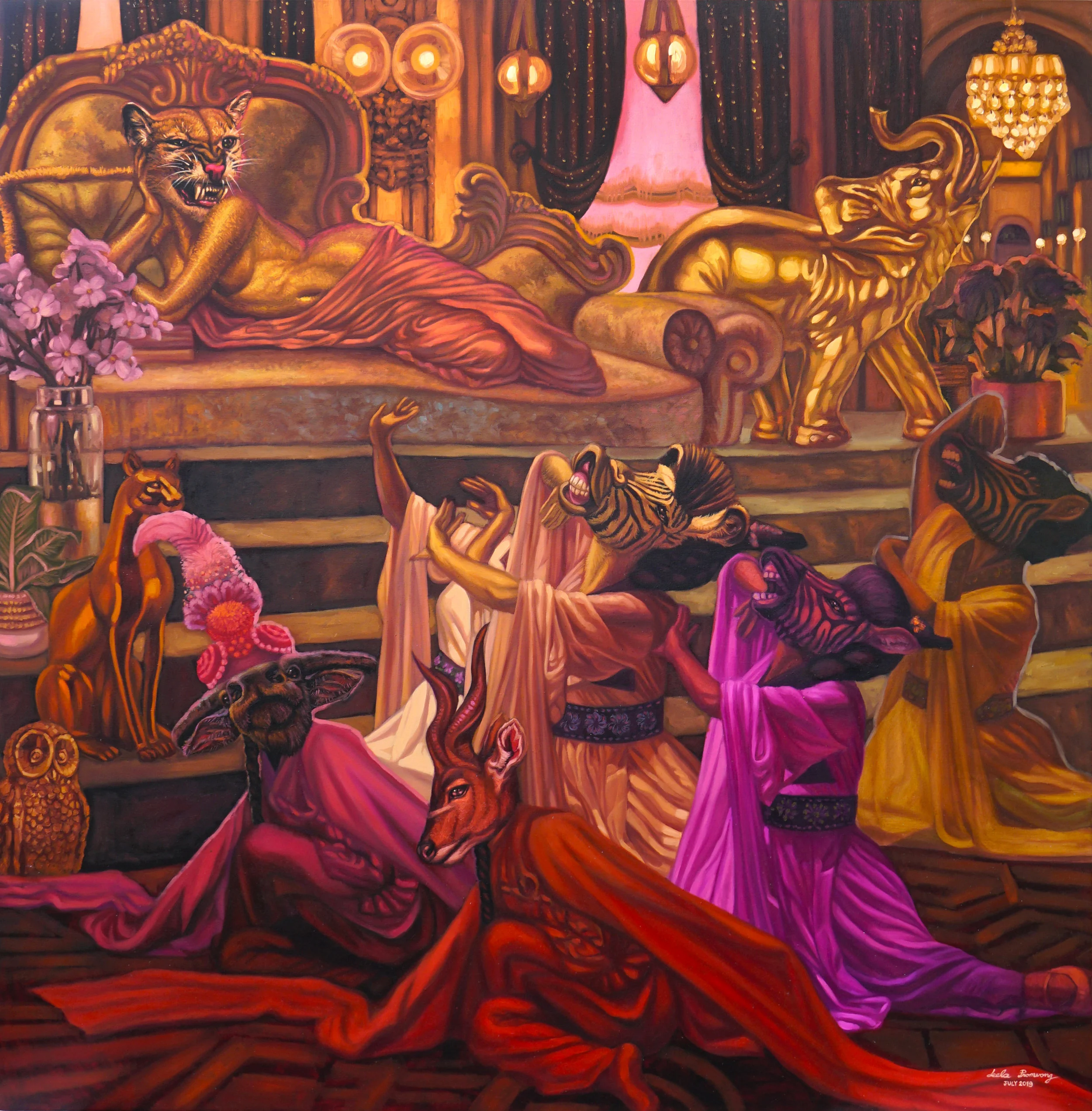 Leela Promwong, ‘The Power’, 2019, oil on canvas, 150 x 150cm. Image courtesy of Gajah Gallery.