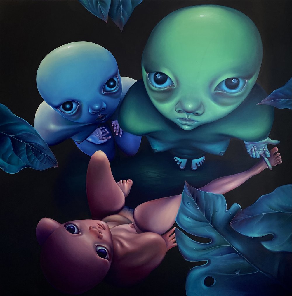 Vanessa Liem, ‘We Cannot Escape the Moon’, 2022, oil on canvas, 200 x 200cm. Image courtesy of Cuturi Gallery.