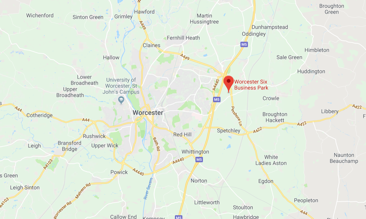 Postrojenje će se nalaziti nadomak Worcesteru, na području “Worcester Six Buisinnes Park” kampusa koji pruža veliki prostor za urede, skladišta i tvornice, izvor: Google Maps