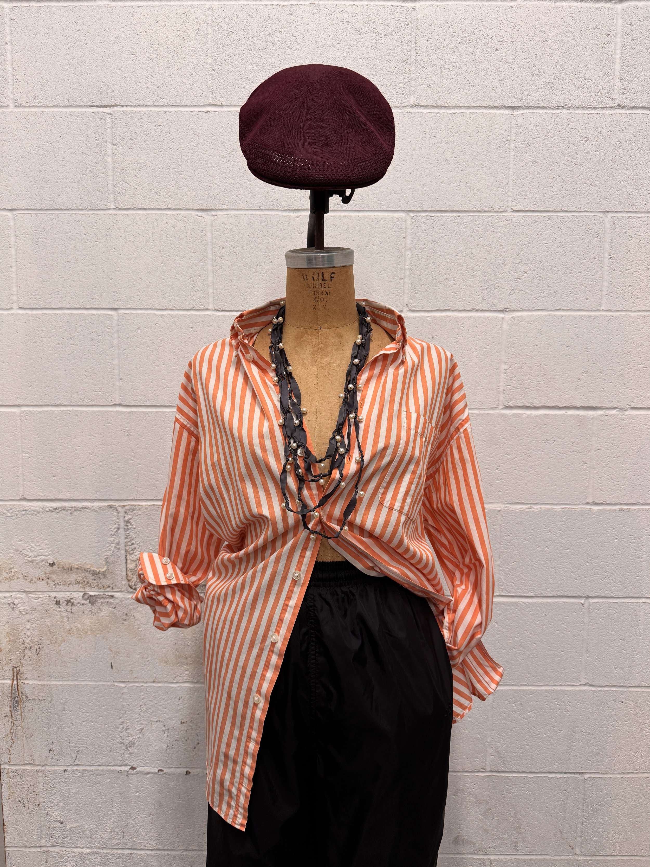 Nautica Orange Sherbet and White Stripe Oxford