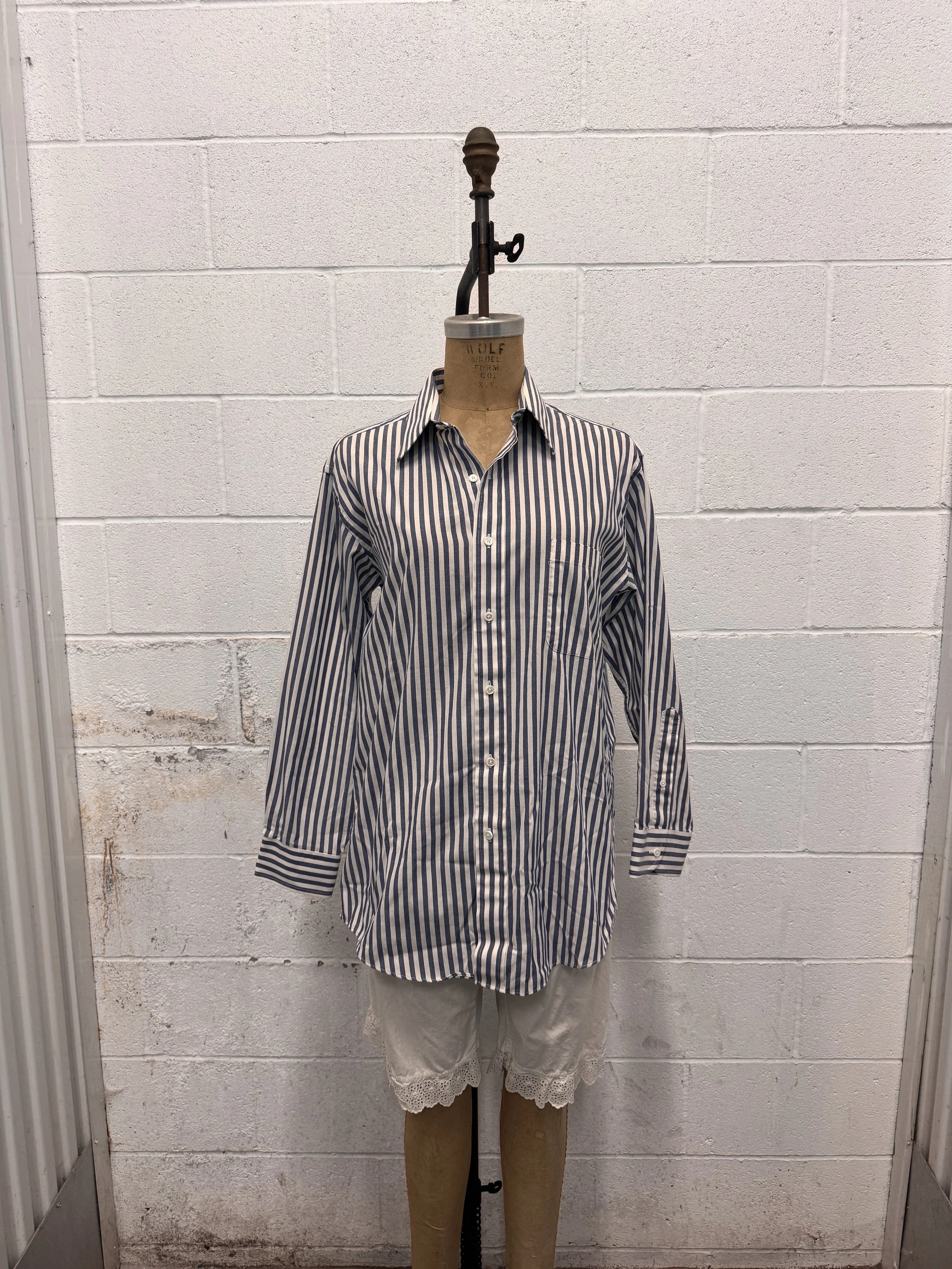 Stafford Blue and White Striped Oxford