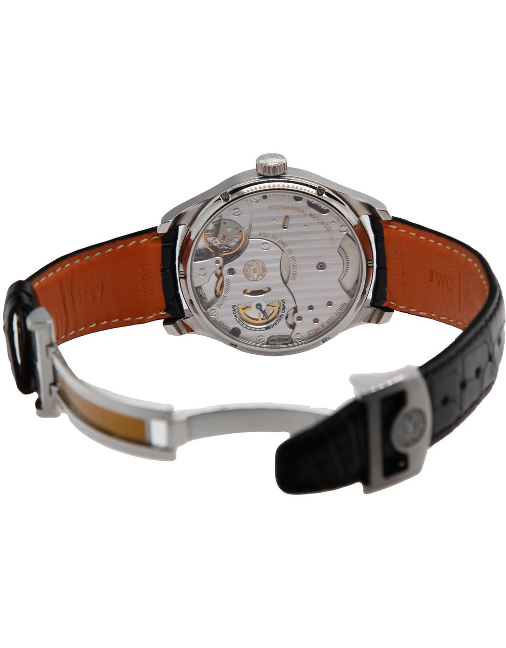 IWC Steel Portugiser Black Dial 8 Day Power Reserve 43mm Watch  