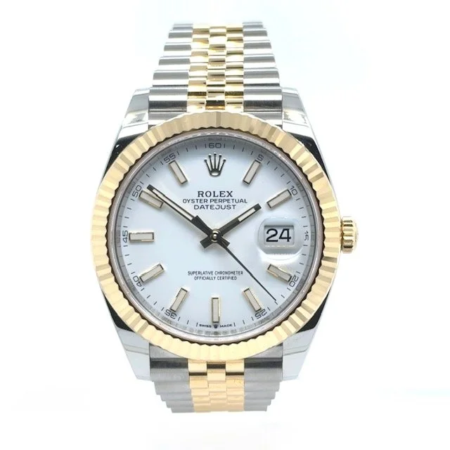 Rolex Steel and Yellow Gold Datejust 41 White Dial Jubilee Bracelet