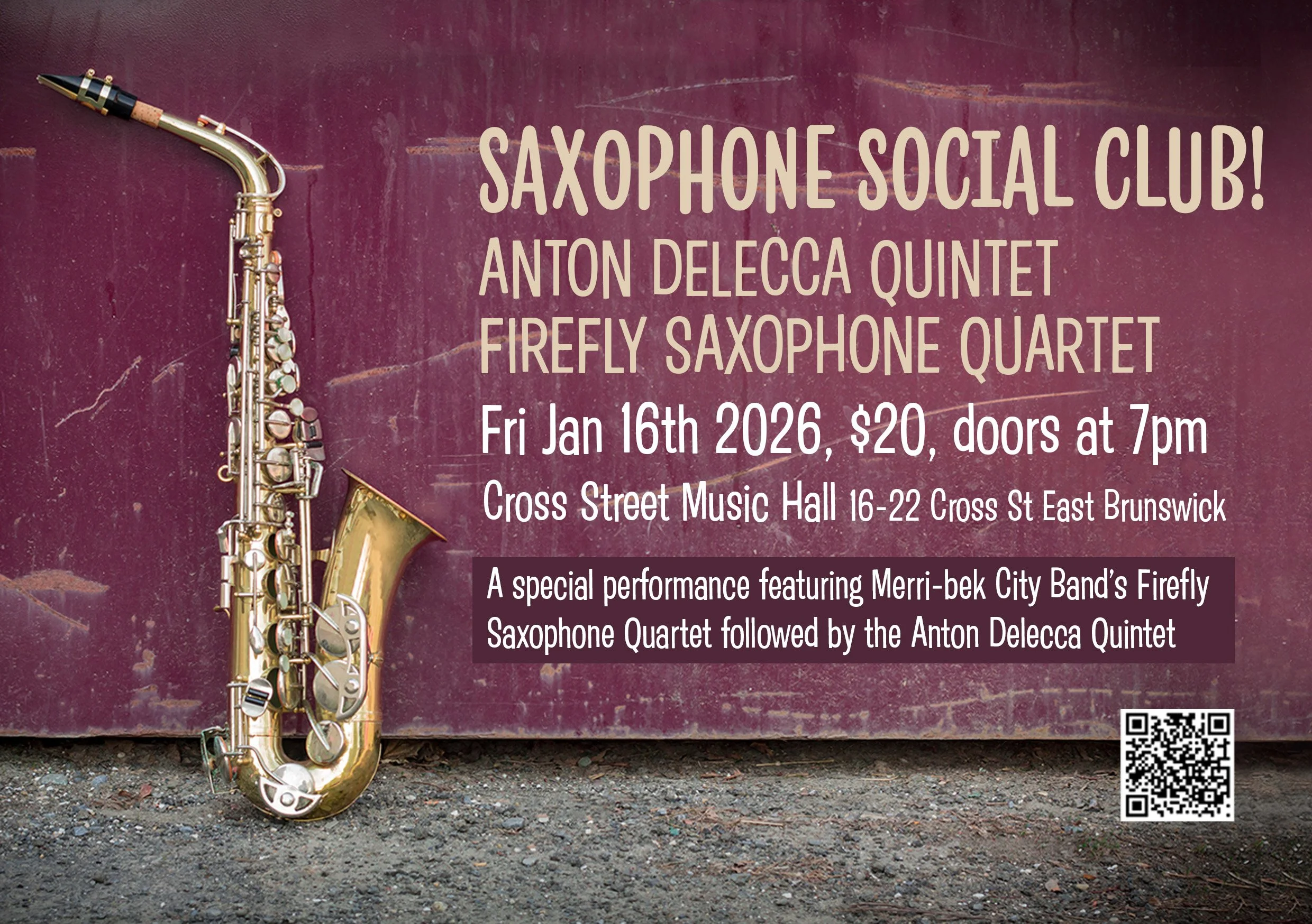  SAXOPHONE SOCIAL CLUB! ANTON DELECCA QUINTET FIREFLY SAXOPHONE QUARTET