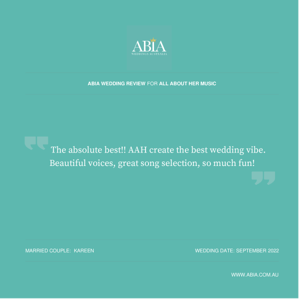 ABIA reviews for Adelaide's best wedding band and acoustic music All About Her Music