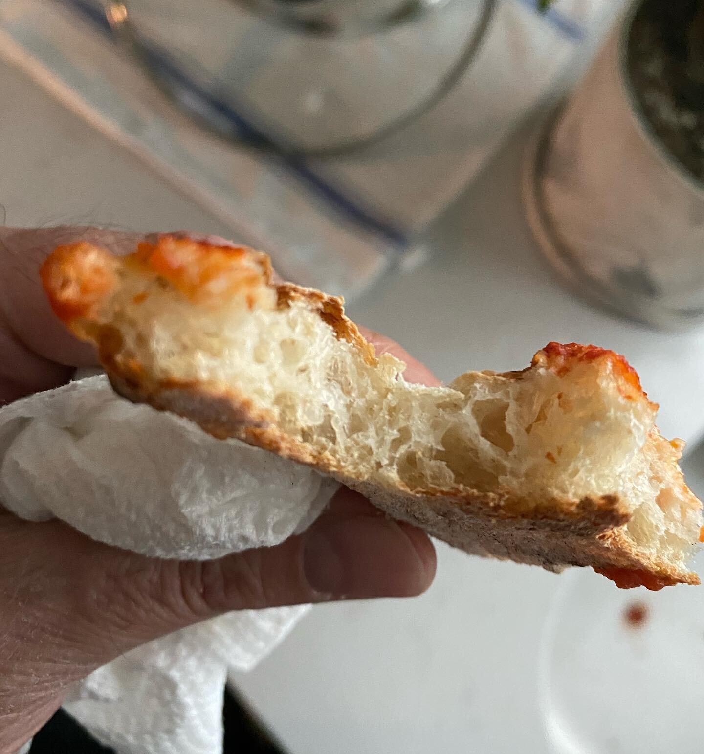 OPEN UNTIL 8:00
Photo: shot of our crust.  The lustrous quality of the crumb is from the addition of rice flour and spelt, which lend a hint of creaminess that plays off the crispy bottom and sides (see the crumb best on lightly topped pies such as t