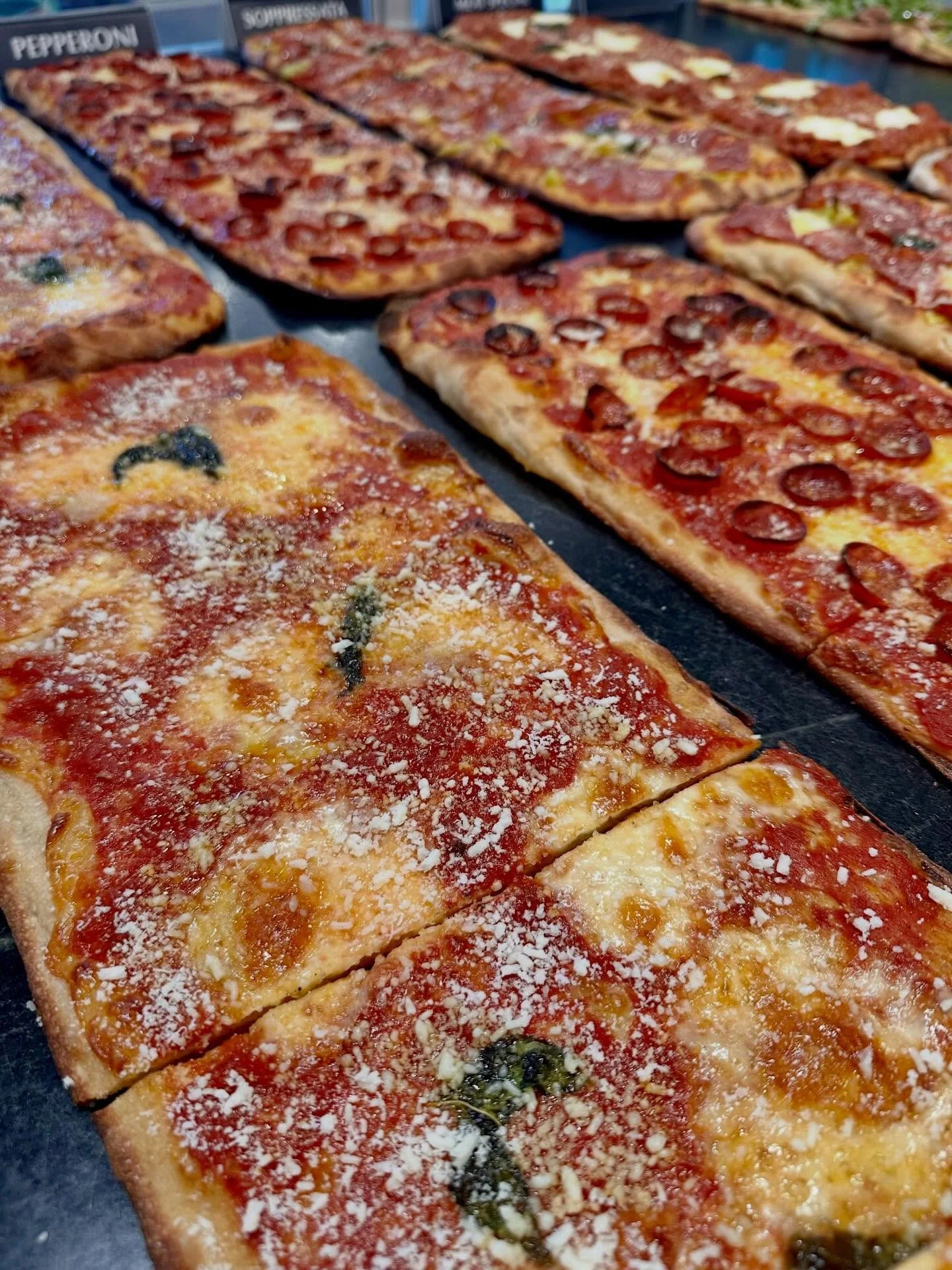 ROMAN BAKERY-STYLE PIZZA &mdash; At old school Roman bakeries such as @rosciolinyc and @fornocampodefiori , pizza is thin-crust and baked in long sheets. Monte&rsquo;s Pizza Pronto slices pay homage to the originals with updated classics and one-of-a