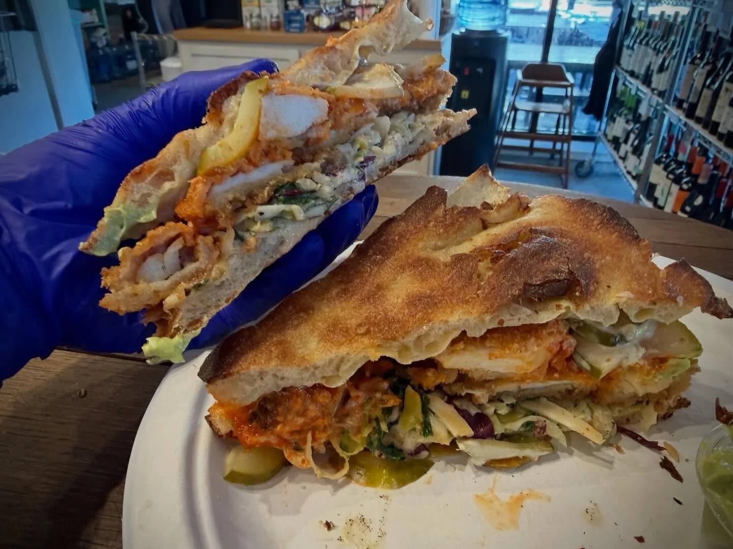 MONTE&rsquo;S HOT CHICKEN SANDWICH - Breaded Chicken Cutlet, House Hot Sauce, Garlic Mayo, Hazelnut Slaw and Pickles 🔥🔥

#portlandmaine #localmarket #hotchicken
#montesfinefoods #romanstyle