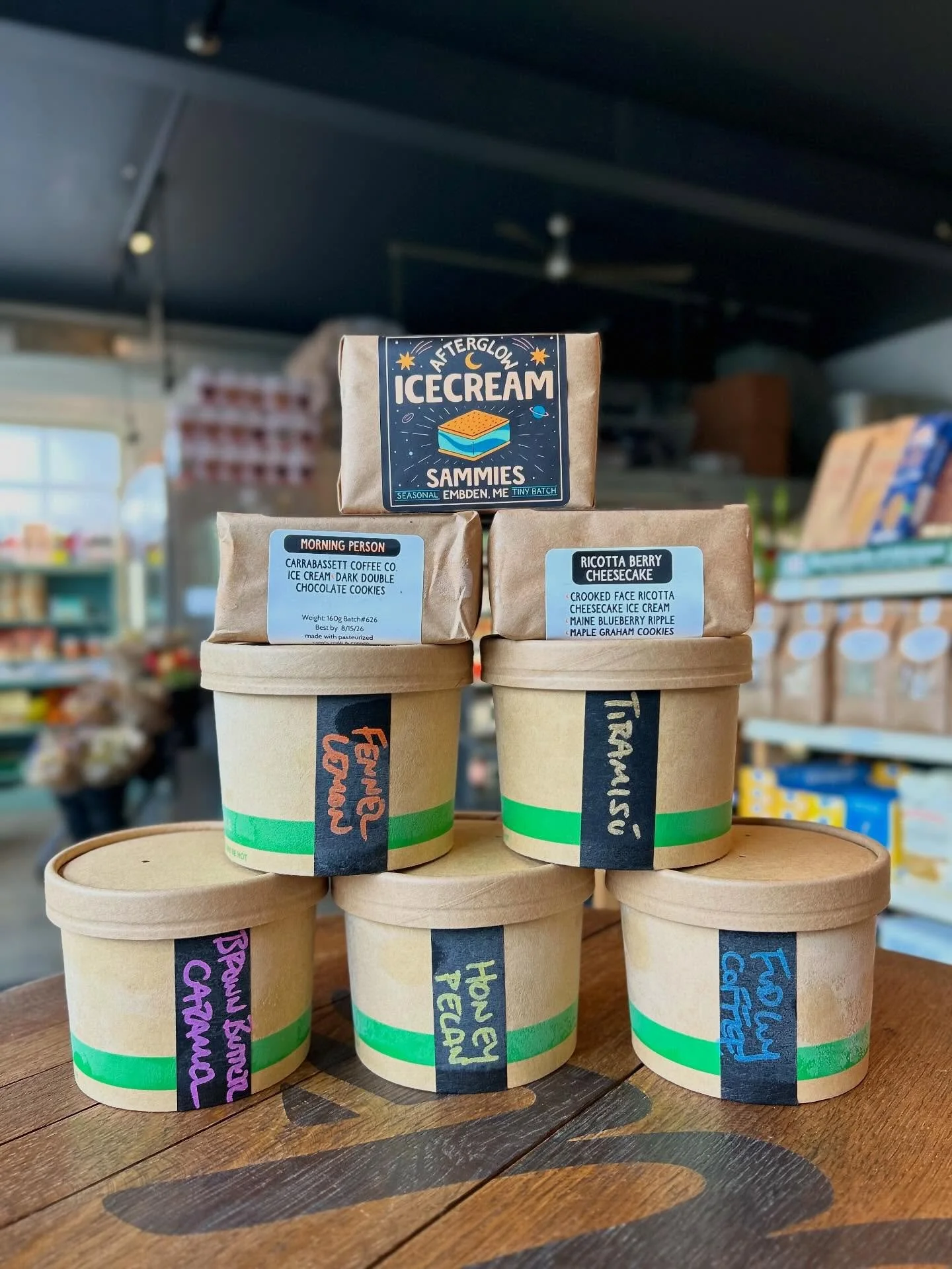 The ice cream shipments are coming in! Must mean warm weather is right around the corner. Awesome to have full stock of our classic line of the astoundingly delicious @deardairy.icecream, as well as two new flavors of @afterglowicecream sandwiches! 
