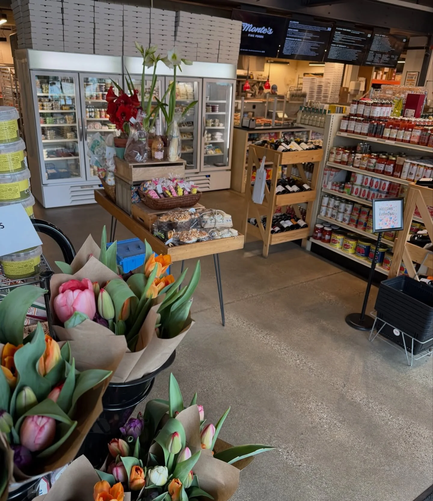 SPRING is on the air at Monte&rsquo;s!  Fresh flowers and blooming Amaryllis in the house from @carolyn.snell , Easter goodies from @deanssweets , Colomba Easter bread from @solopanepasticceria &mdash; and tomorrow we&rsquo;ll be rolling out two new 