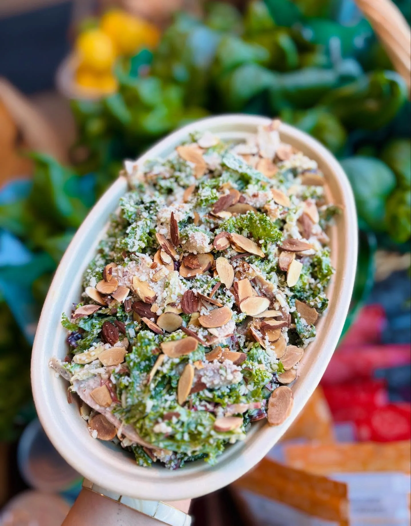 You can&rsquo;t go wrong with a delicious, nutritious CHICKEN CEASAR SALAD! Made with chicken roasted in house, fresh housemade dressing, toasted almonds, pecorino, and a blend of dark greens (kale, chard, radicchio, fris&eacute;e)! 

Lunch is solved
