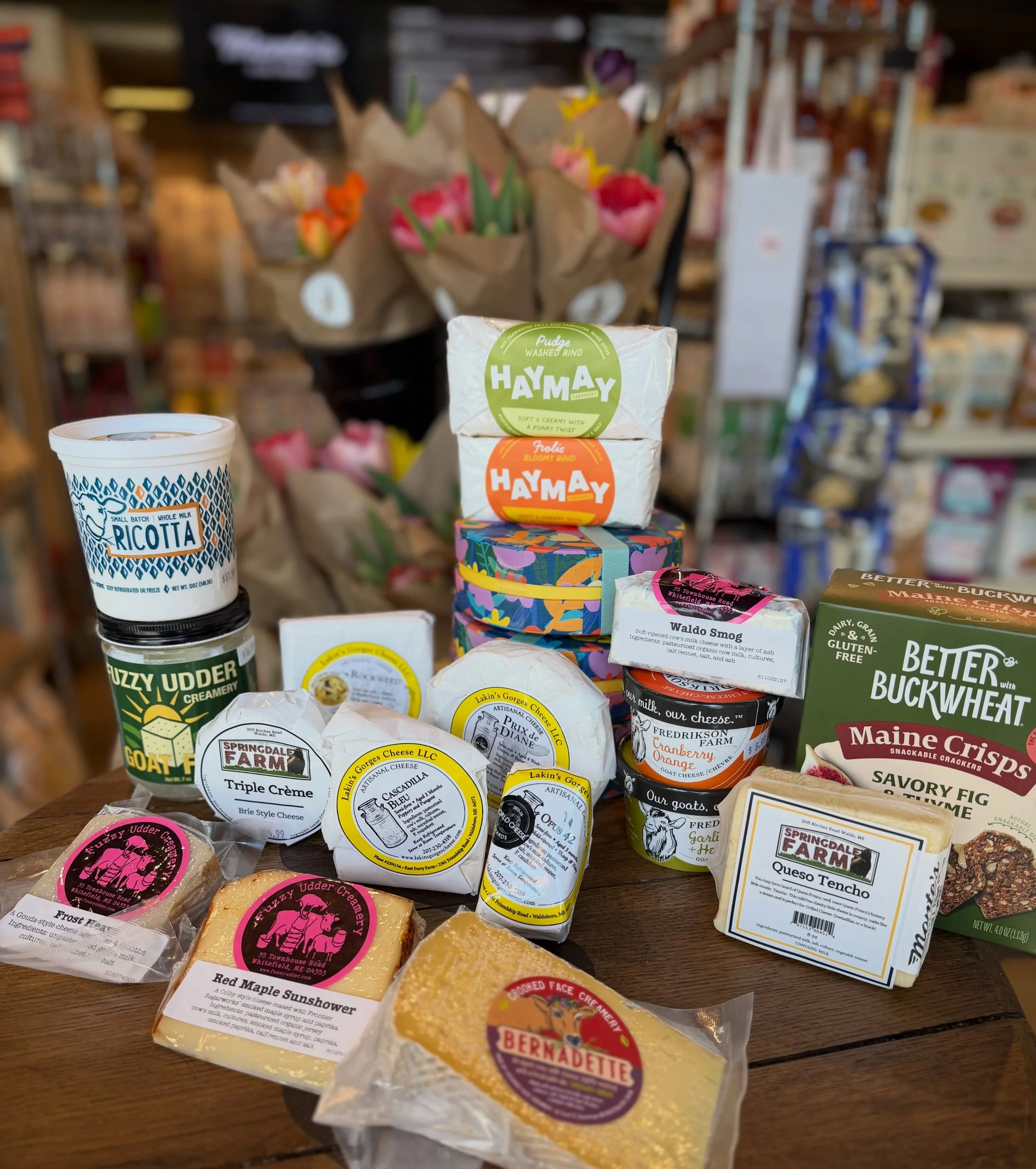 MAINE MADE
Graduation Party?  Mother&rsquo;s Day?  Game night?
Check out our selection of MAINE MADE CHEESE!
Products from @lakinsgorgescheese @fredriksonfarm @haymaycreamery @fuzzyudder @crookedfacecreamery  and @springdalejerseys 

Support your loc