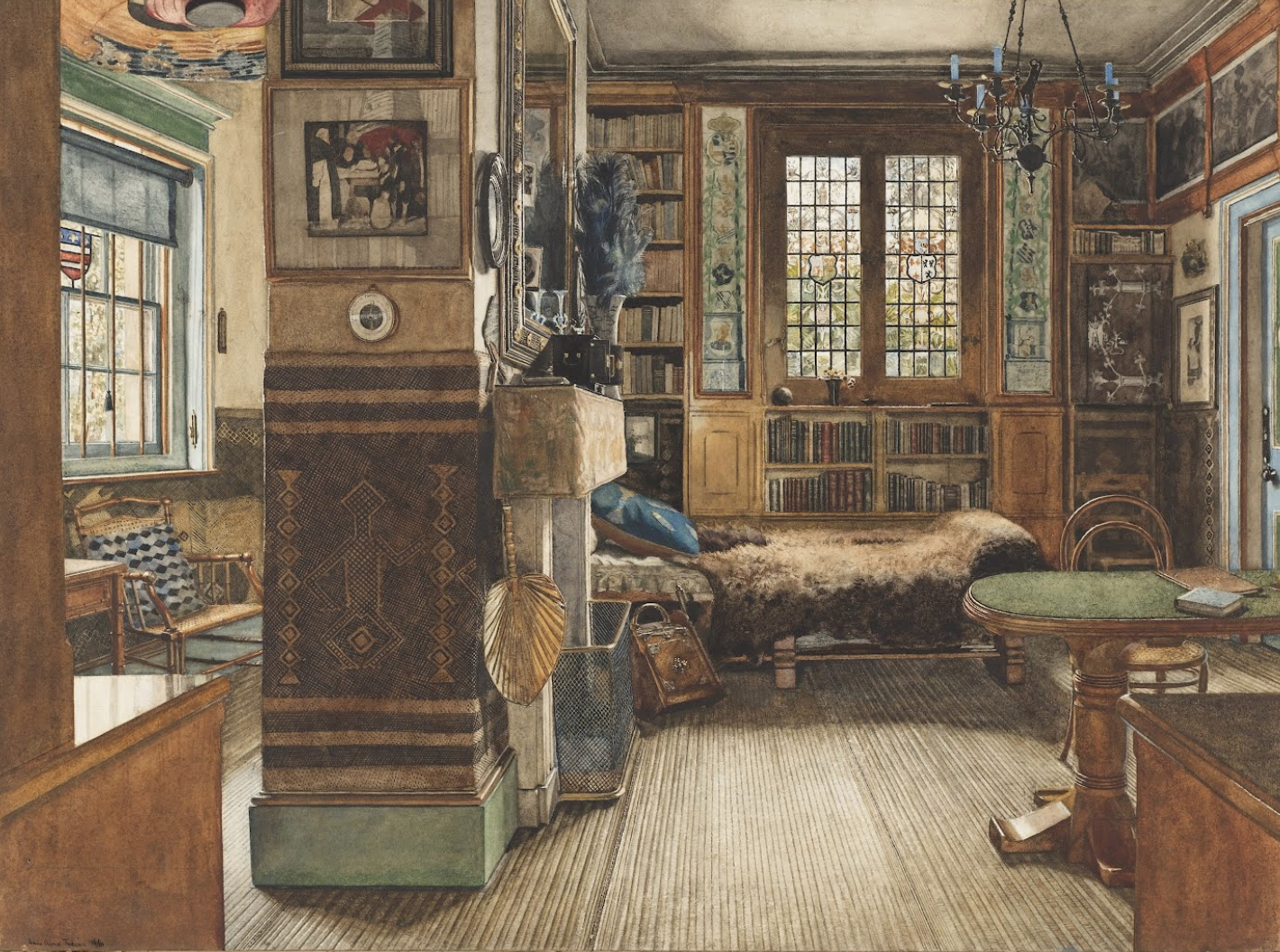 Sir Lawrence Alma-Tadema, Library in Townshend House , London, 1888, Brush and watercolor and gouache, pen and ink, graphite on white paper. Cooper Hewitt, Smithsonian Design Museum , New York.