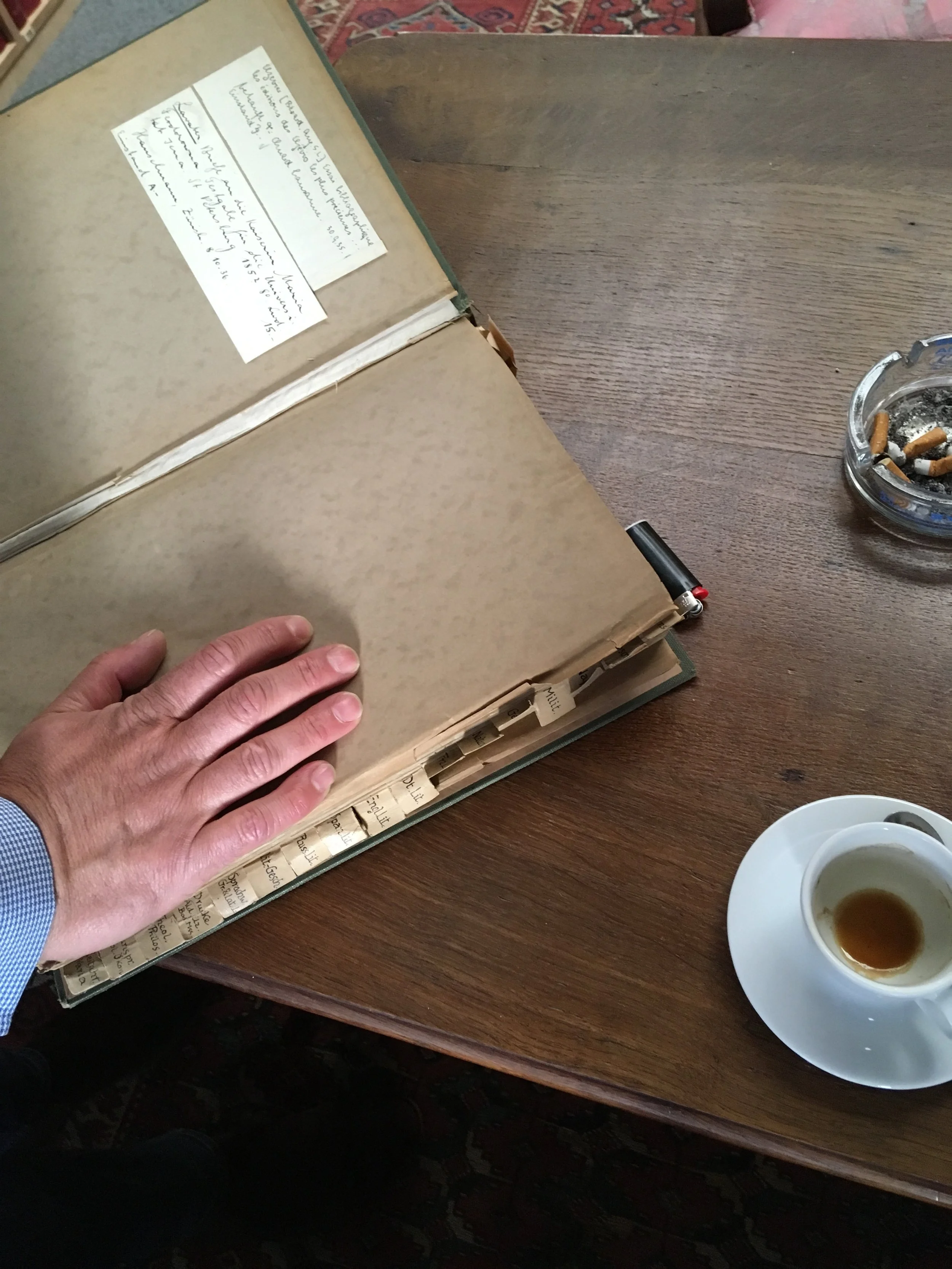 One of the many collection inventories that Timur uses from the early 20th century to inform his provenance research, Photo credit: Spencer W. Stuart , 2018.