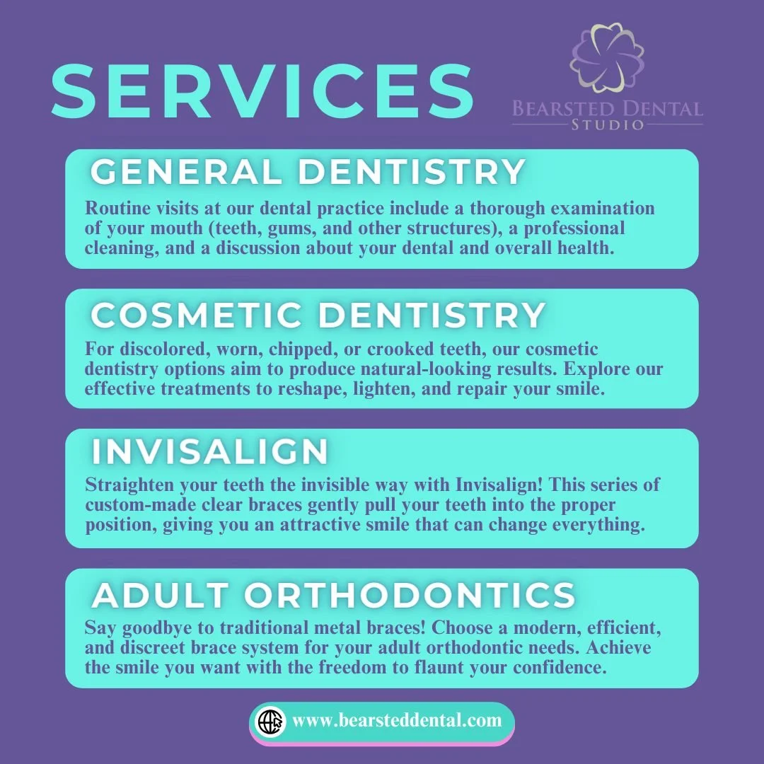 Looking for a dentist who offers a wide range of series to suit your needs? Here are some of our services at Bearsted Dental Studio👇🏽

🦷General Dentistry
At your routine visit to our family dental practice, you will have a thorough examination of 