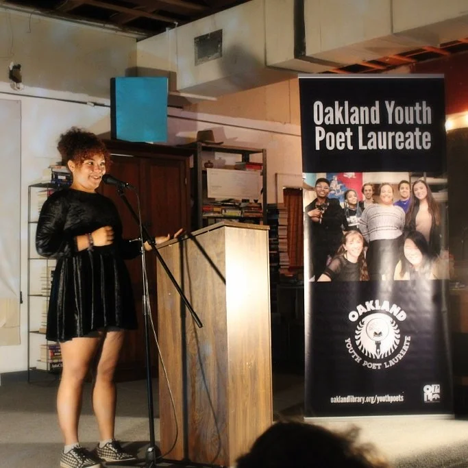 Leila Mottley at the open mics hosted by Chapter 510 and the Department of Make Believe, Oakland, CA